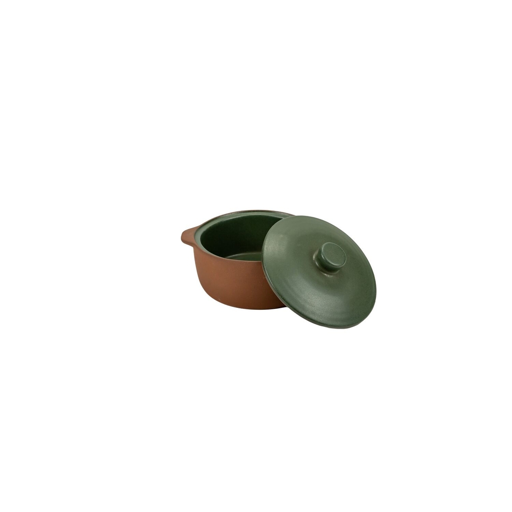 Caçarola Pequena Maria Terracota Terra Verde 16 cm com Tampa - Maria Portugal Terracota - 5,60085E+12