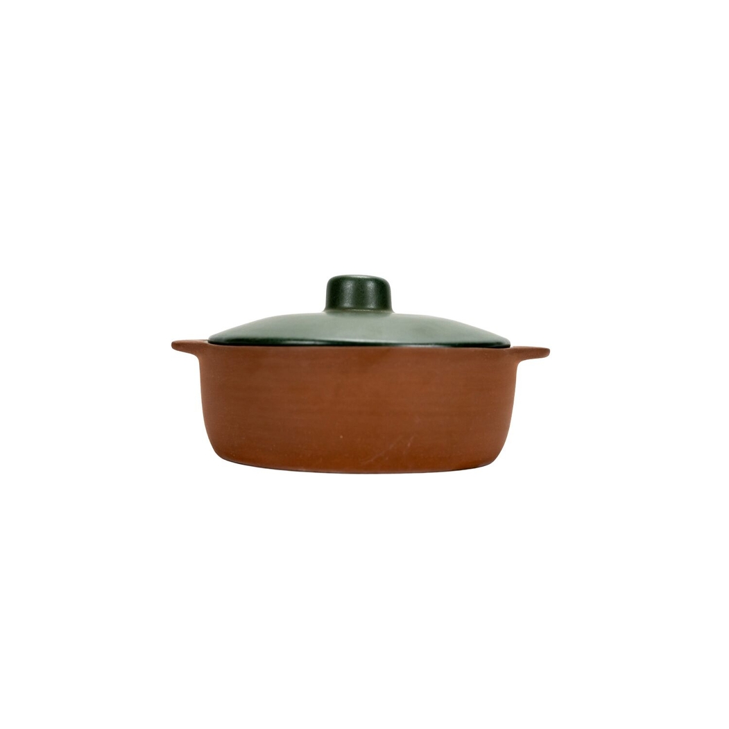 Caçarola Pequena Maria Terracota Terra Verde 16 cm com Tampa - Maria Portugal Terracota - 5,60085E+12