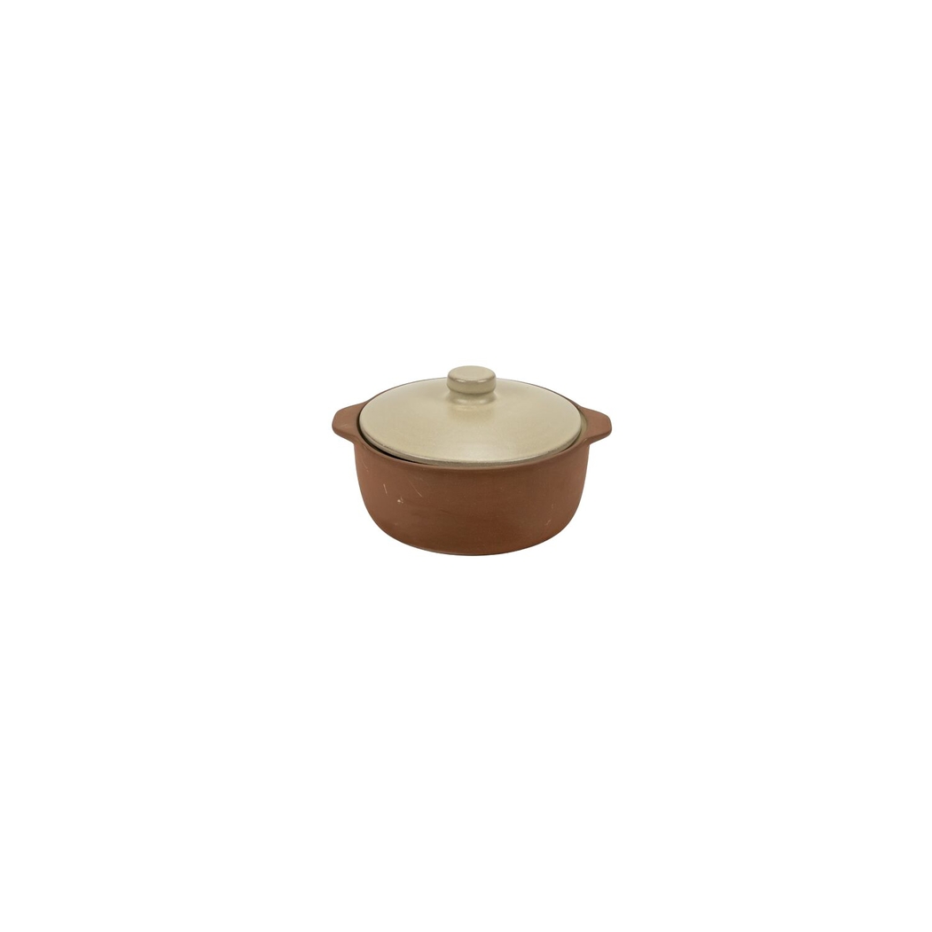 Maria Terracota Terra Cream Small Casserole 16 cm with Lid - Maria Portugal Terracota - 5600785603325