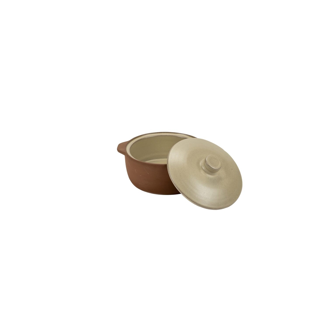 Maria Terracota Terra Cream Medium Casserole 26 cm with Lid - Maria Portugal Terracota - 5600785603332