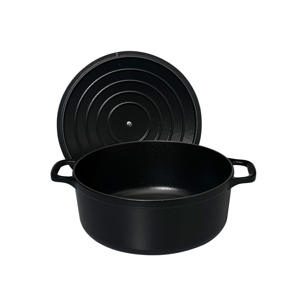 Round casserole 24cm, black, enamelled cast iron - Chasseur - 3244334724011
