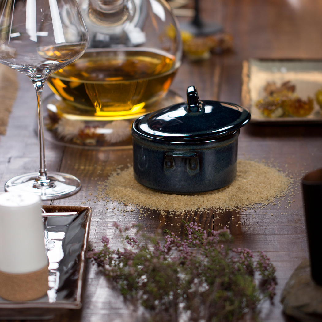 Mini Casserole 12x6cm Organic Stoneware Blue oven and microwave safe - Organic - 5604256024657