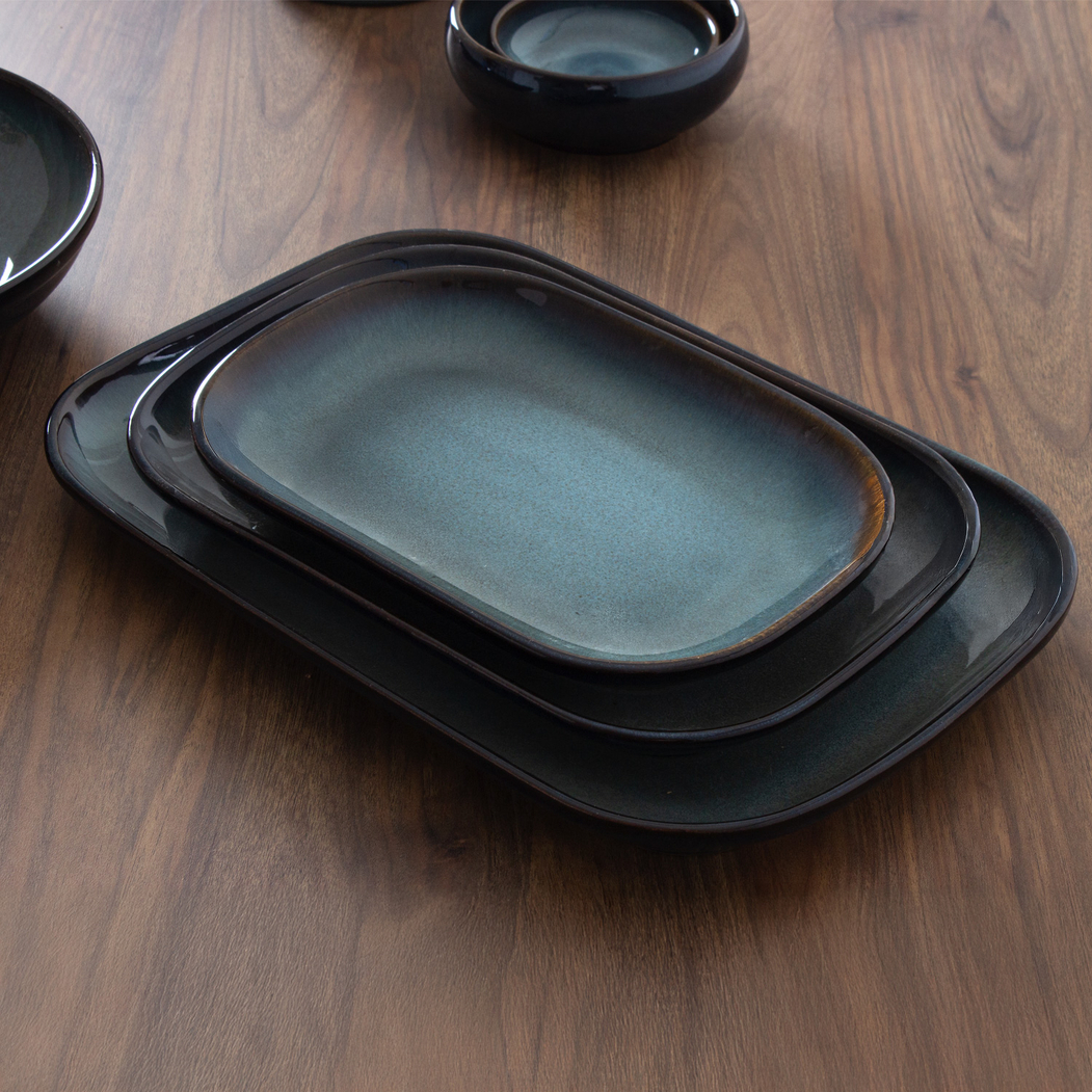 Rectangular Platter 25x17cm, Organic Pacific, Reactive Stoneware - Organic - 5602737102450