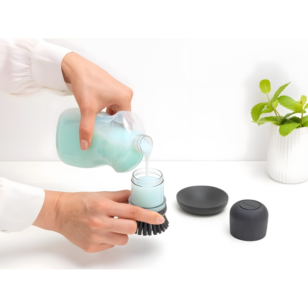 Brabantia Escova de Lavar Loiça com dispensador de sabão 9,8 cm Cinzento Escuro - Brabantia - 8710755302626