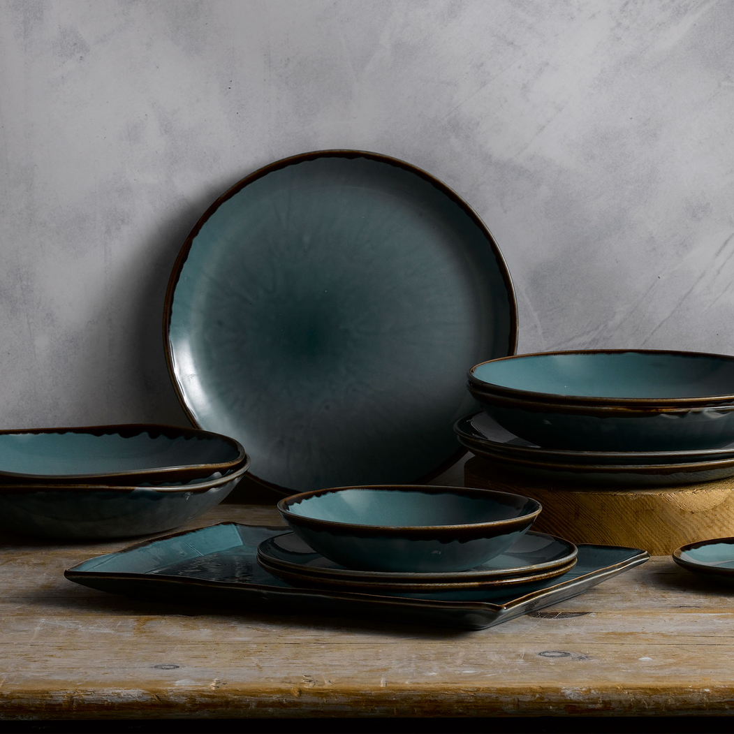 Harvest blue retangular serving plate 30x15cm - Dudson - 5602737076218