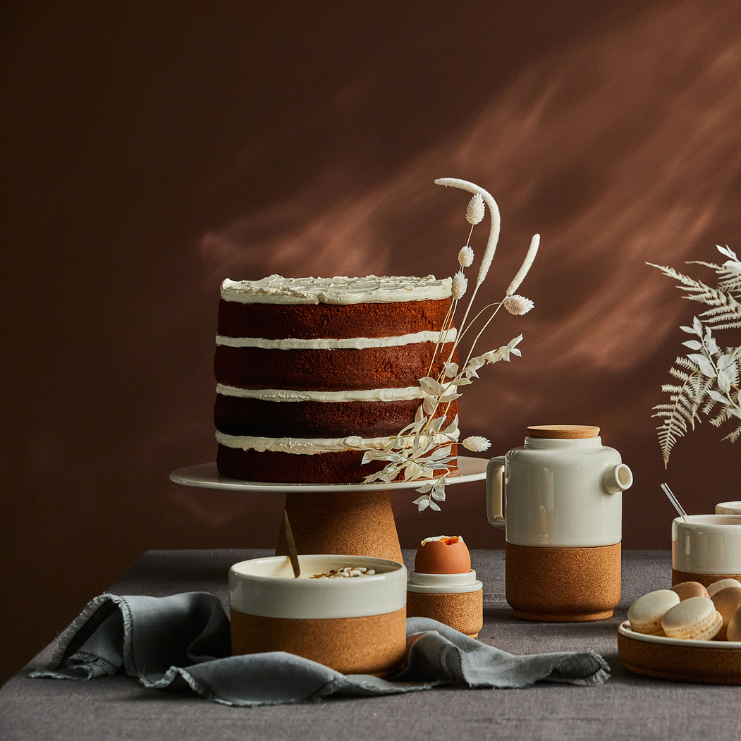 Ceramic and Cork Cake Plate Alma Gémea Pearl 30 cm - Amorim Cork Composites - 5602248689846