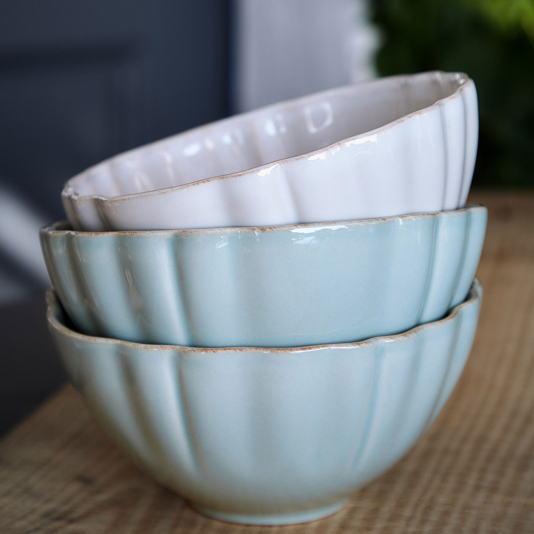 Alentejo cereal bowl 16.2 cm, white stoneware with hand-painted wavy rims - Costa Nova - 5,60674E+12
