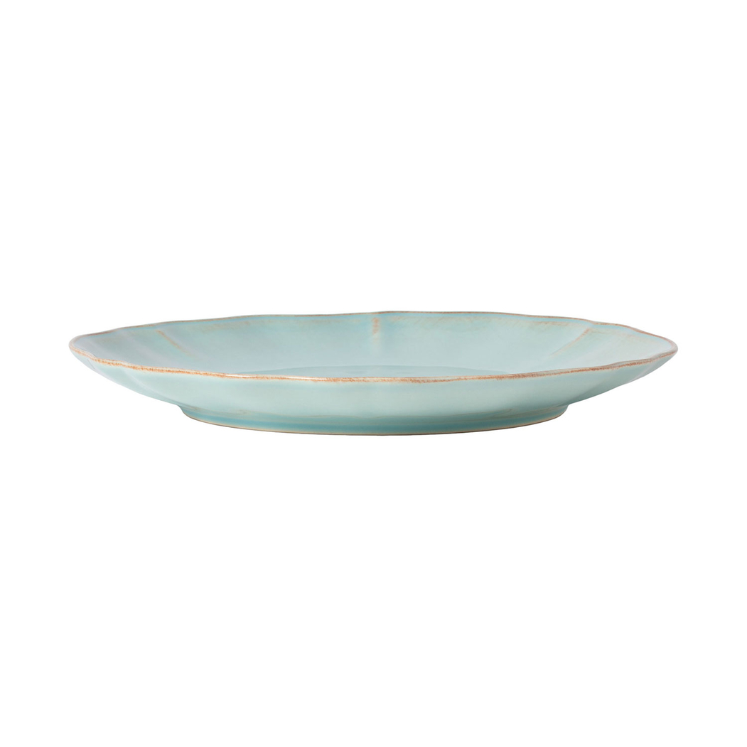 Prato raso Alentejo 30cm, grés turquesa com rebordos ondulados pintados à mão - Costa Nova - 5606739972219