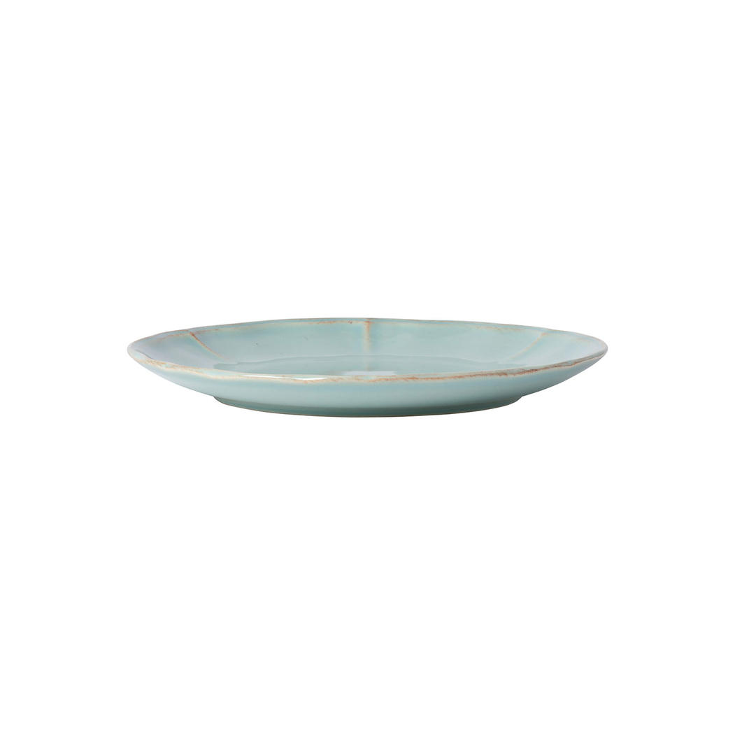Prato de sobremesa Alentejo 21cm, grés turquesa com rebordos ondulados pintados à mão - Costa Nova - 5606739930158