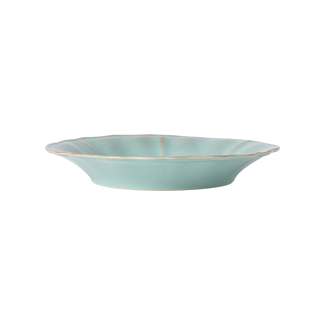 Prato fundo Alentejo 24,5 cm, grés turquesa com rebordos ondulados pintados à mão - Costa Nova - 5606739930134