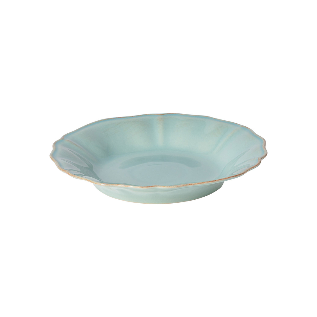 Prato fundo Alentejo 24,5 cm, grés turquesa com rebordos ondulados pintados à mão - Costa Nova - 5606739930134