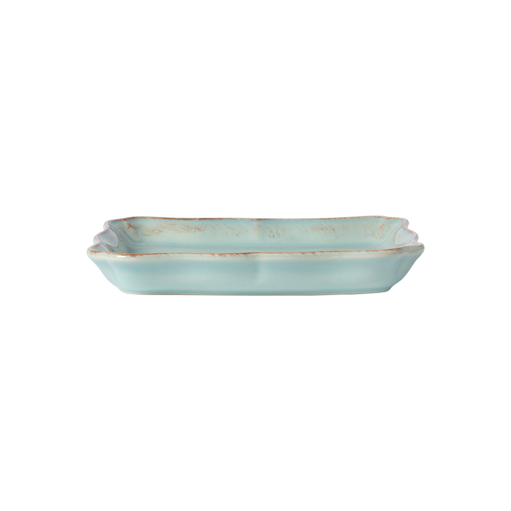 Alentejo square plate 21 cm, turquoise stoneware with hand-painted wavy rims - Costa Nova - 5606739912819