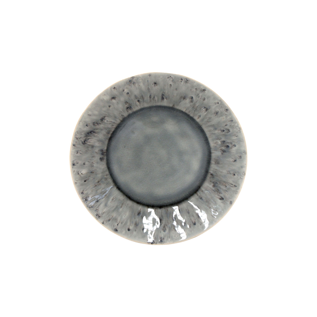 Madeira dessert plate 21cm, grey stoneware with handcrafted crackled finish