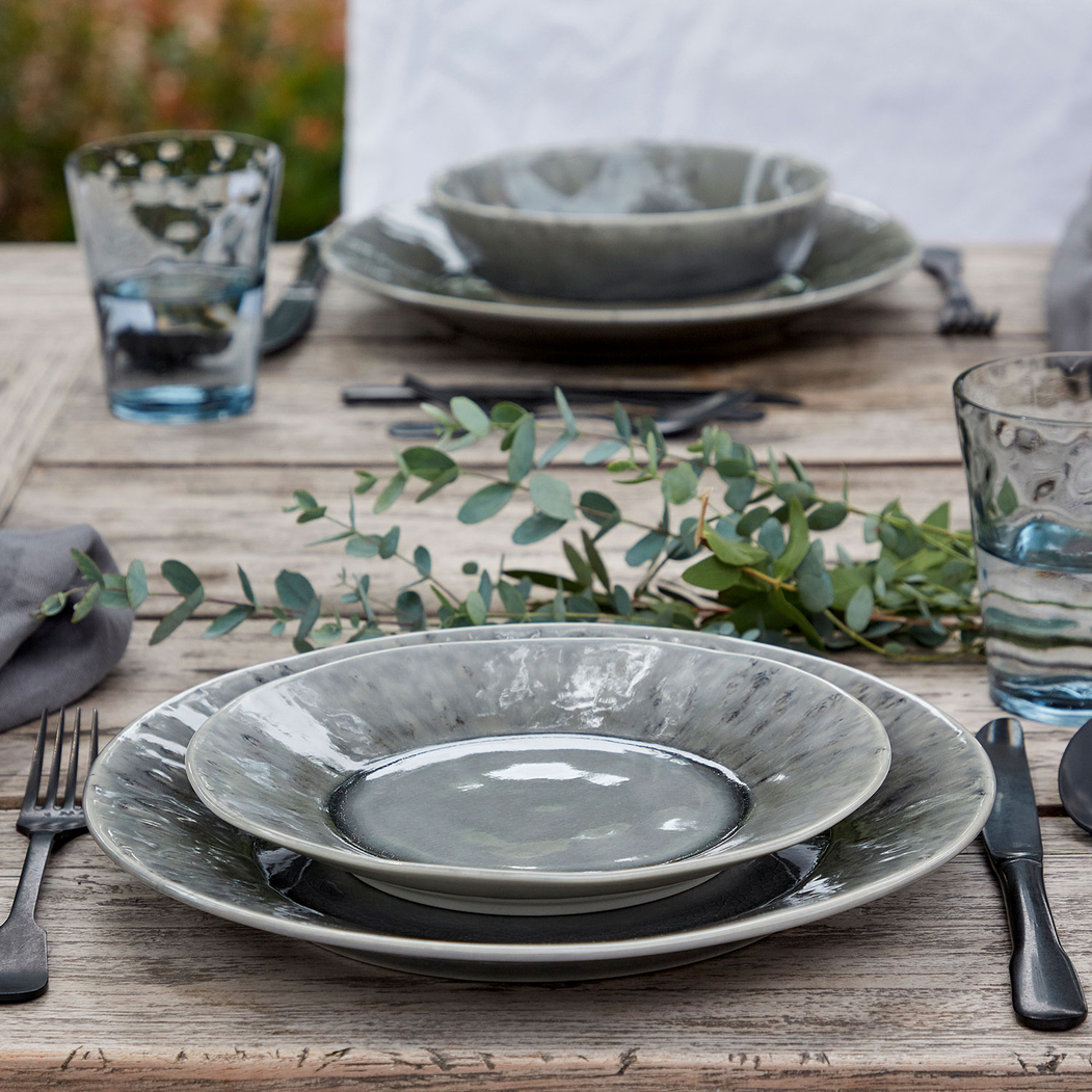Madeira dessert plate 21cm, grey stoneware with handcrafted crackled finish - Costa Nova - 5606739933111
