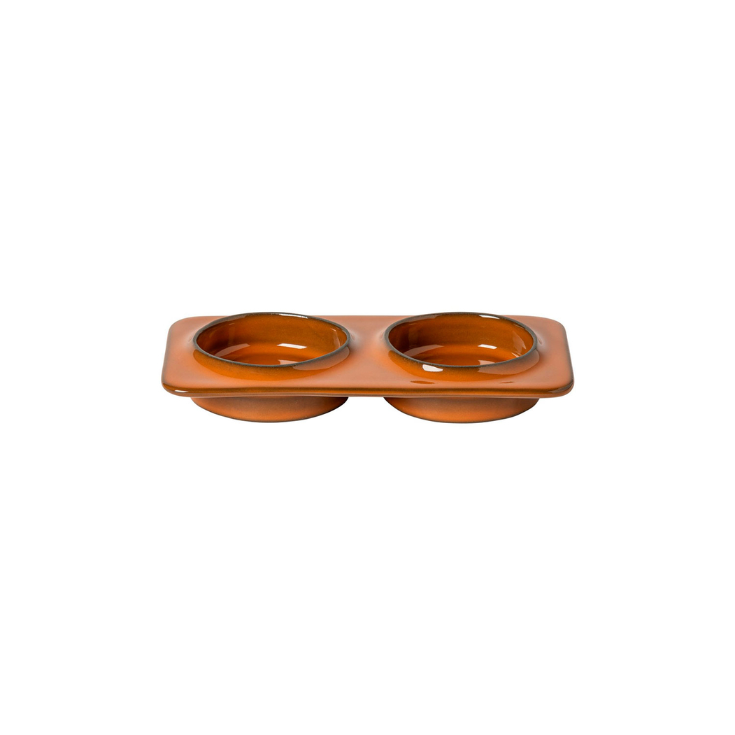 Travessa retangular com 2 divisórias Âmbar caramelo 19 x 10 cm - Costa Nova - 5606739971571