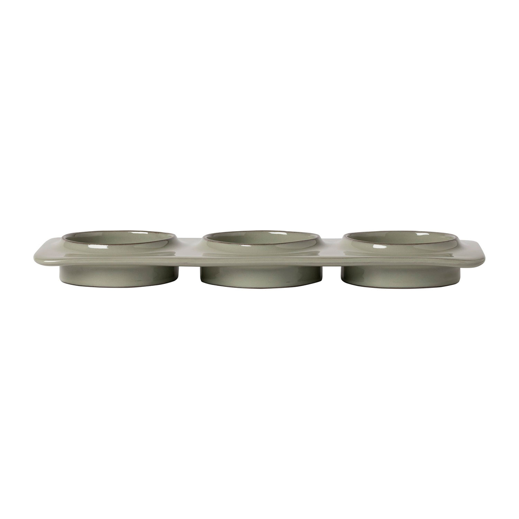 Sage green rectangular platter with 3 sections 28 x 9.9 cm - Costa Nova - 5606739971601