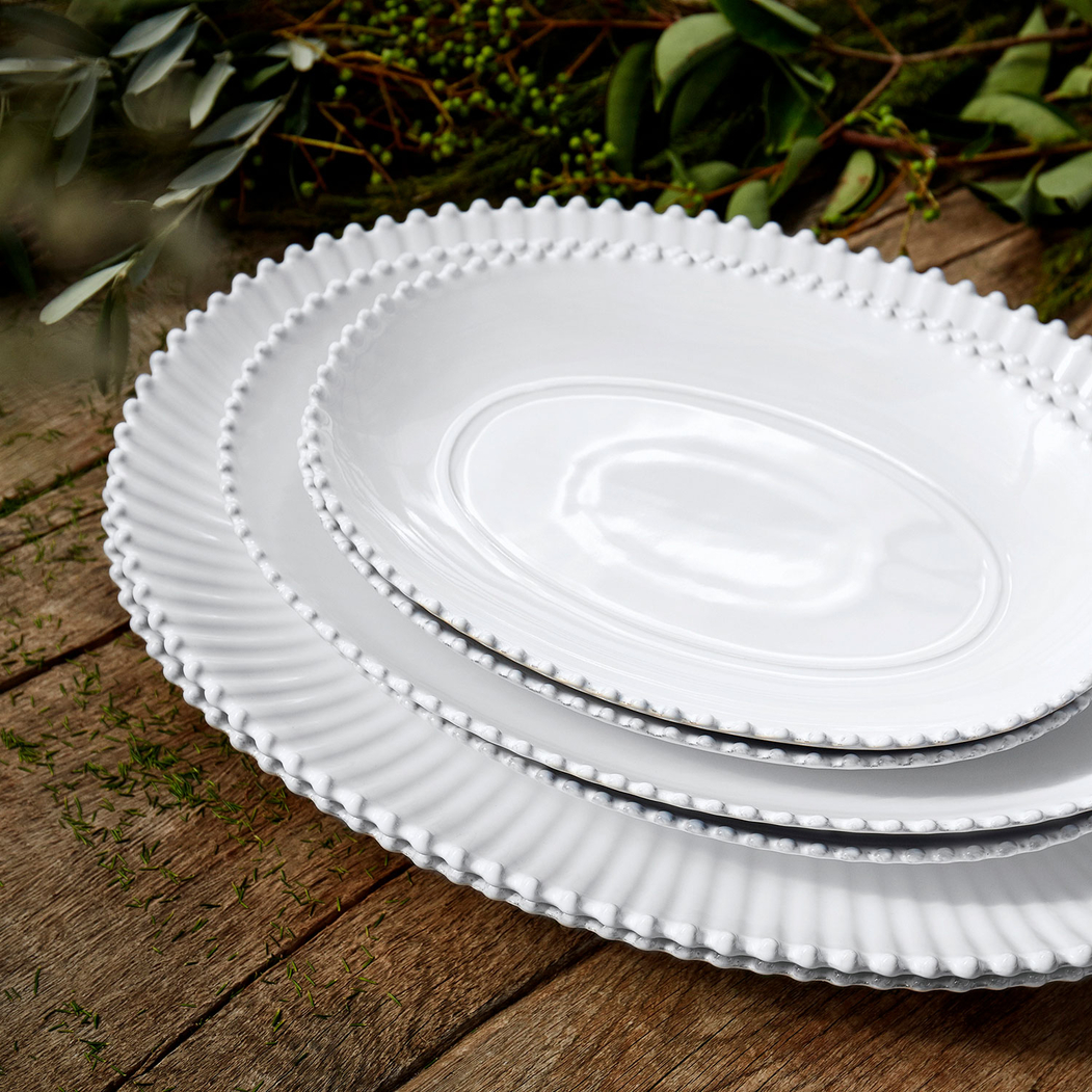Pearl Oval Platter 40 cm, fine stoneware with handcrafted finish - Costa Nova - 5606739910839