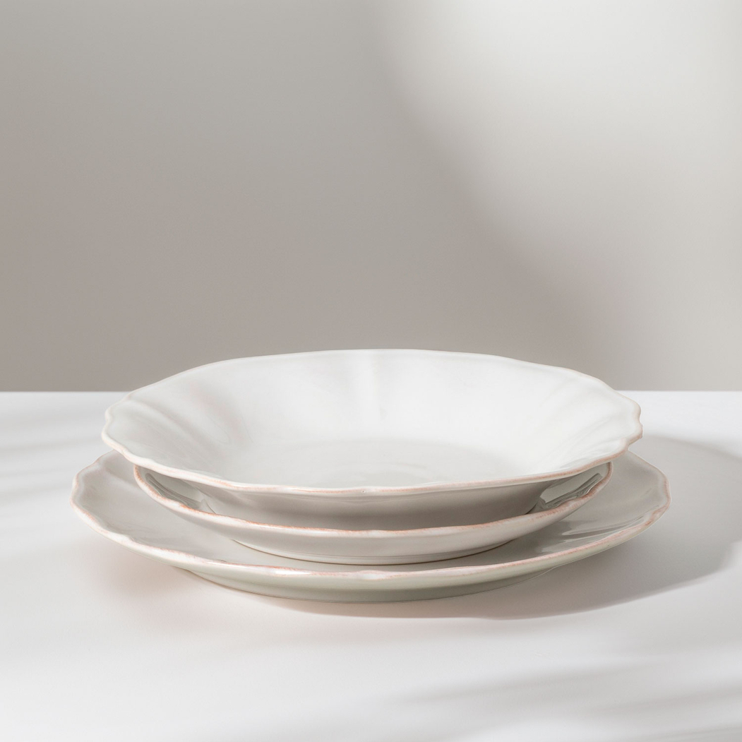Alentejo 12-Piece dinnerware set, white fine stoneware with hand-painted wavy rims - Costa Nova - 5602737107165