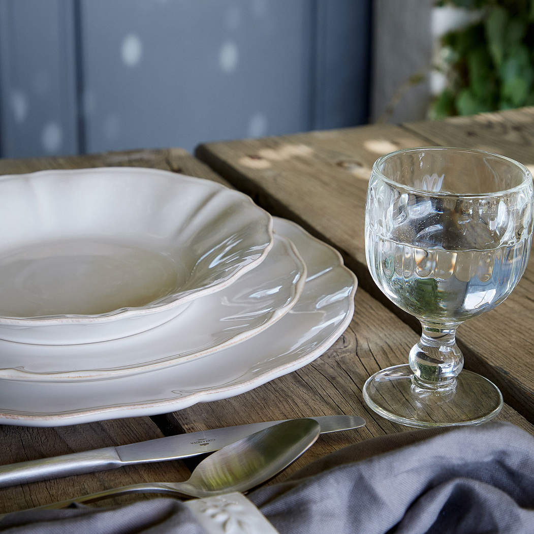 Alentejo 12-Piece dinnerware set, white fine stoneware with hand-painted wavy rims - Costa Nova - 5602737107165