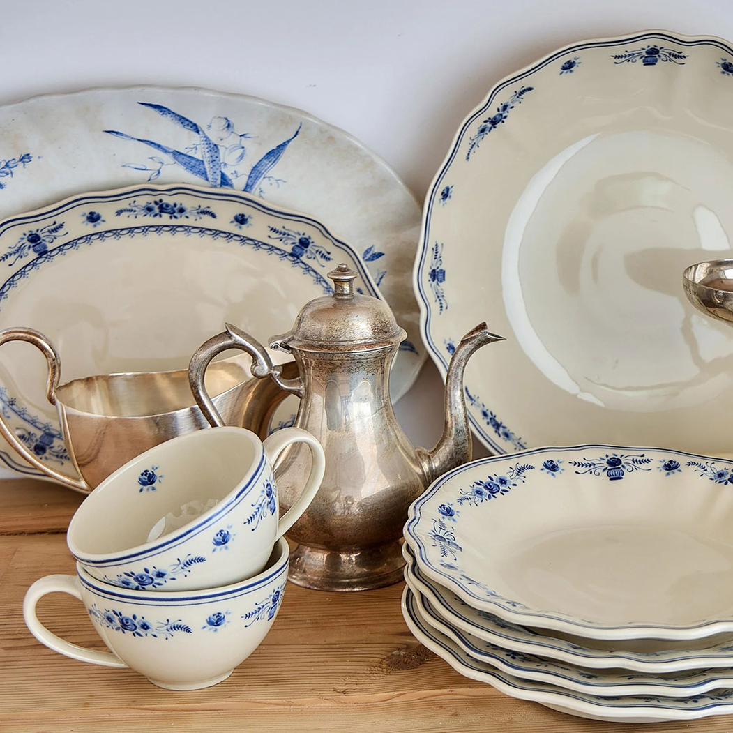 Vila Tea Cup and Saucer 260 ml Beige Blue Costa Nova - Costa Nova - 5606739980528