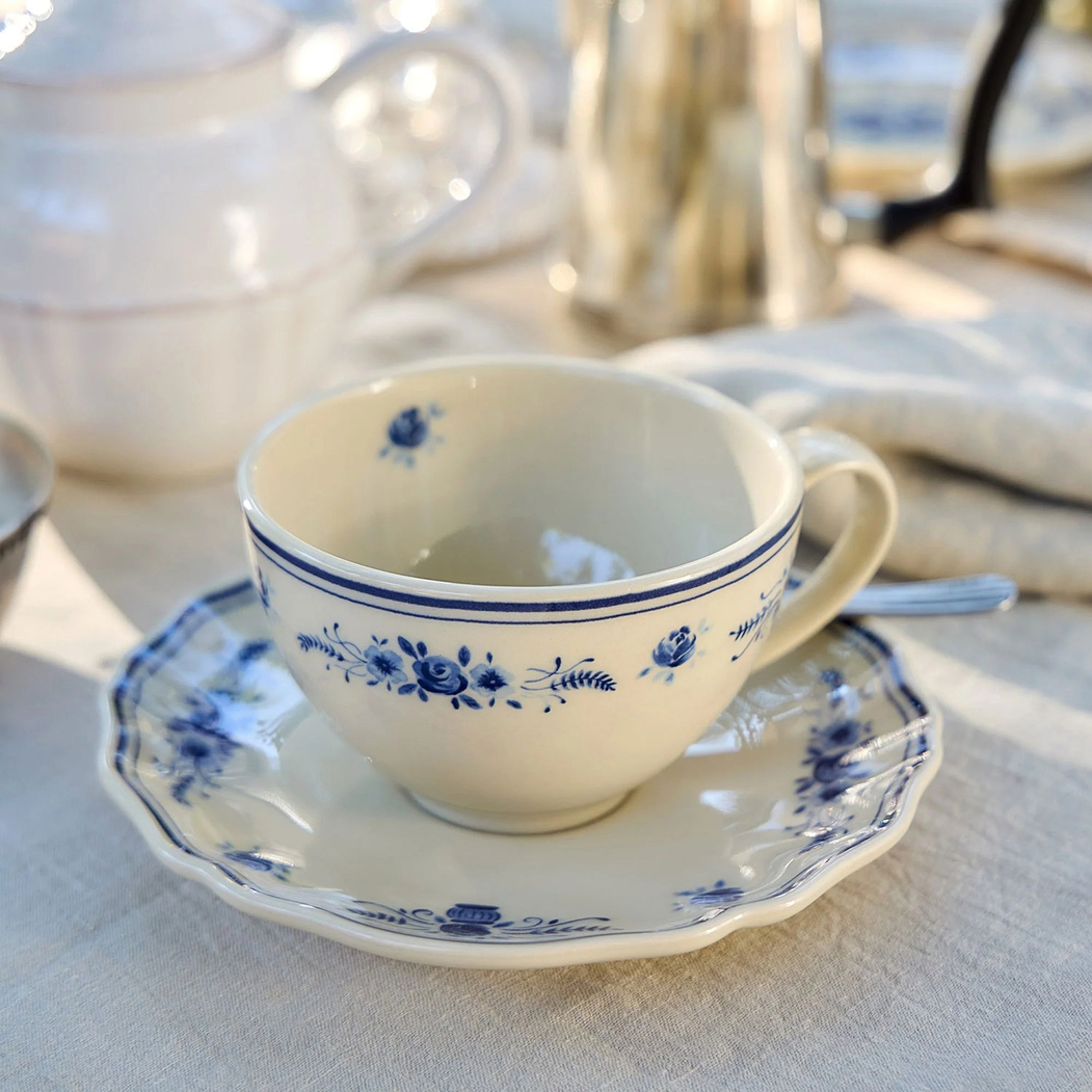Vila Tea Cup and Saucer 260 ml Beige Blue Costa Nova - Costa Nova - 5606739980528