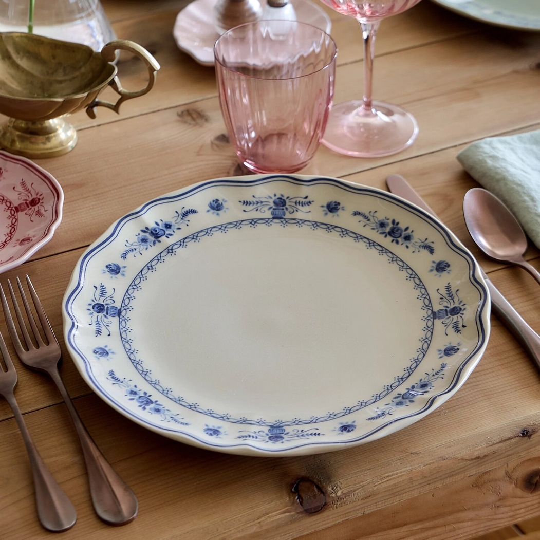 Prato Jantar Vila 27 cm Branco-Azul Costa Nova - Costa Nova - 5606739980320
