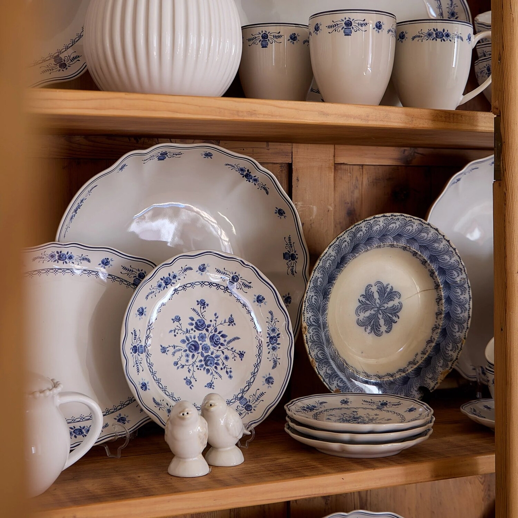Saladeira/Fruteira Vila 34 cm Branco-Azul Costa Nova - Costa Nova - 5606739983369