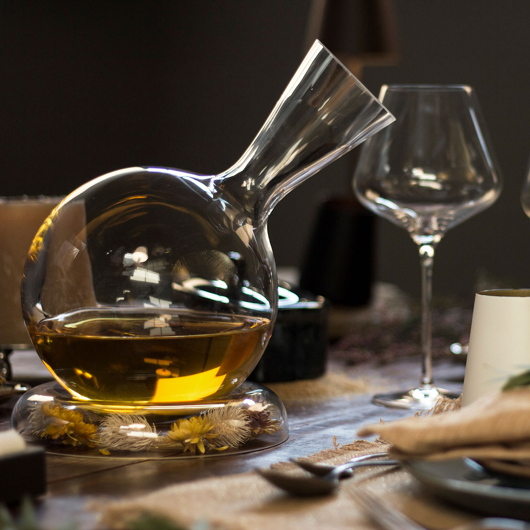Earth Vulkanos 750ml Crystal Glass Decanter - Spherical Shape & Ring Base - Stölzle Lausitz - 4012632109033