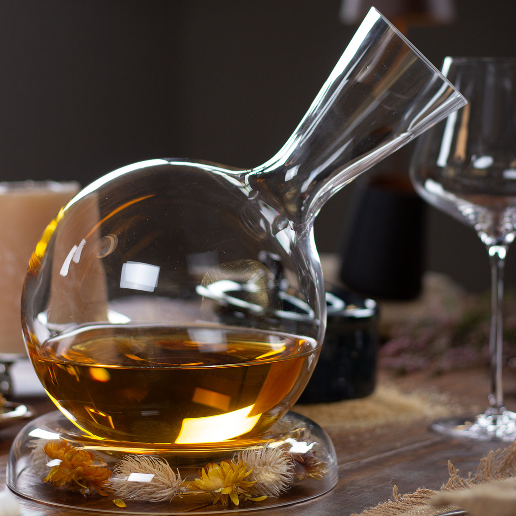 Earth Vulkanos 750ml Crystal Glass Decanter - Spherical Shape & Ring Base - Stölzle Lausitz - 4012632109033