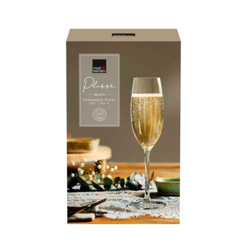 4 Plissé flutes 210ml - Royal Leerdam - 8710964360172