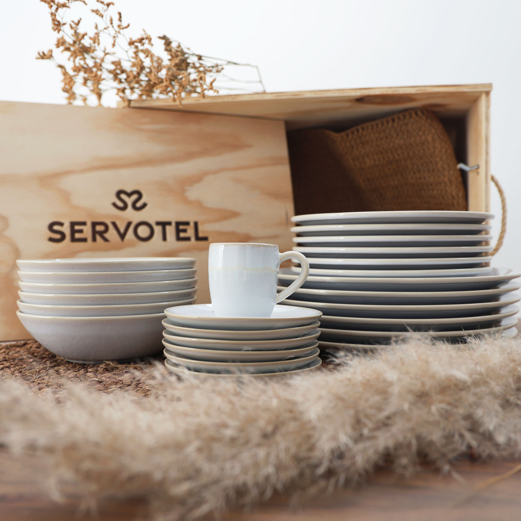 Serviço 30 peças de mesa Pure creme grés reforçado - Servotel - 5602737110882