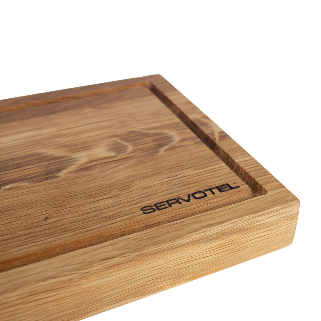 Tábua de cozinha madeira carvalho com sulco 35x25x3.5cm - Servotel - 5602737093666