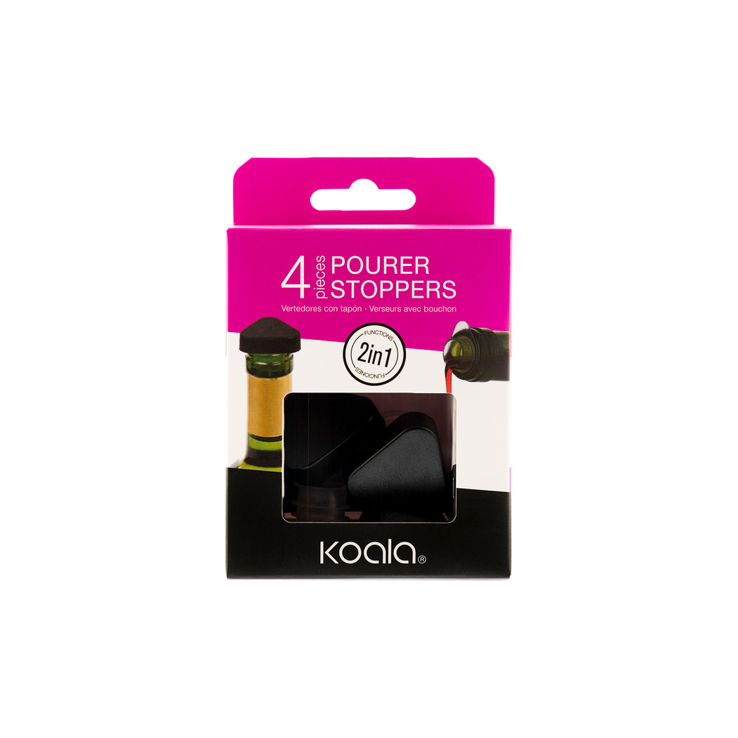 Anti-drip Wine Pourers with lid x4 - Koala - 8436040963944