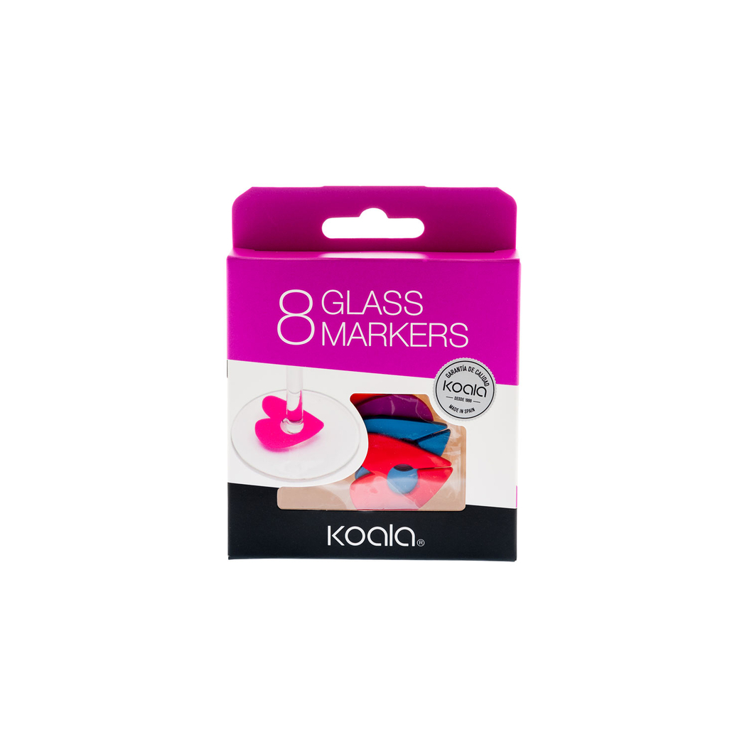8 Marcadores para Copos Love, Silicone - Koala - 8436040962855