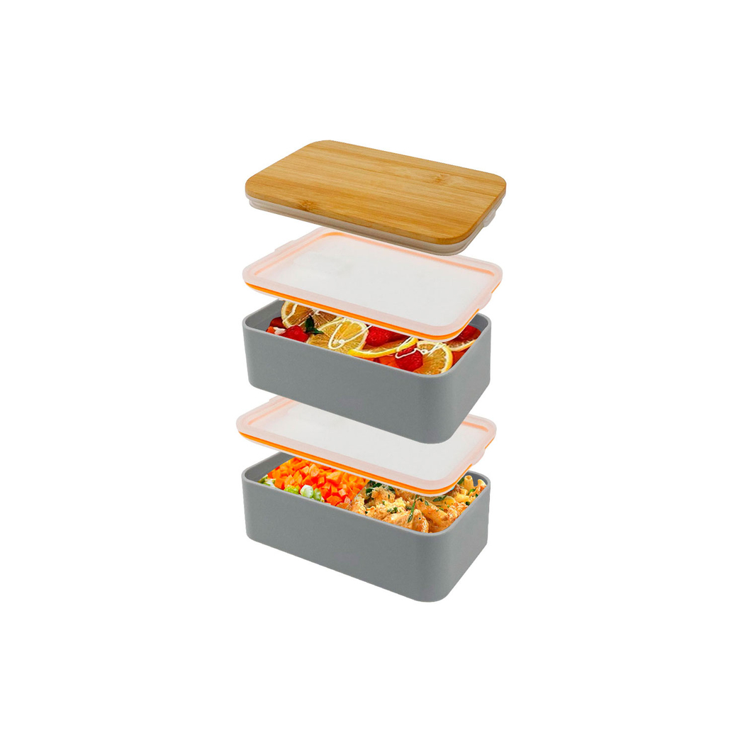 Lunch box grey with bamboo lid - Koala - 8436588398512