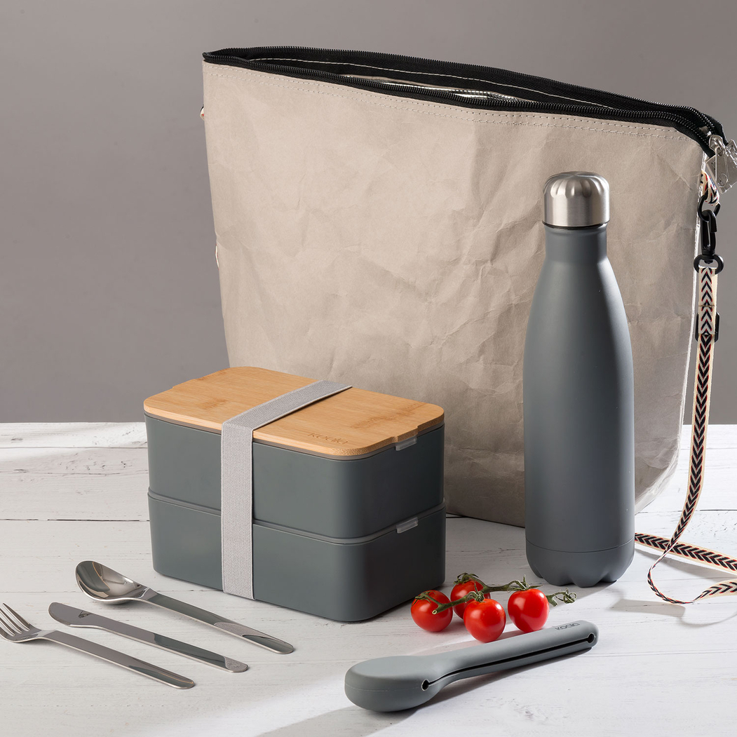 Lunch box grey with bamboo lid - Koala - 8436588398512