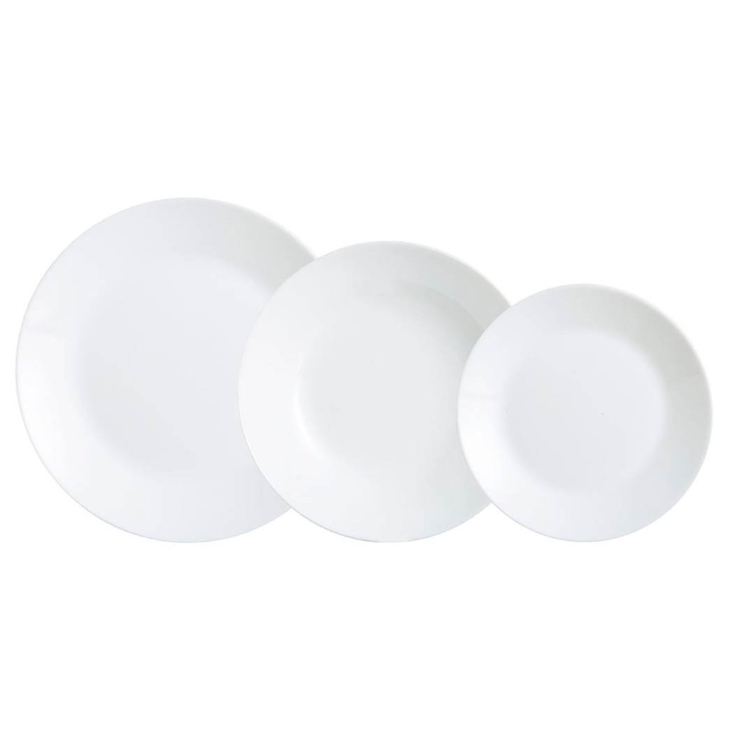 Dinner set Zelie white glass 18 pcs - Luminarc - 0883314524765