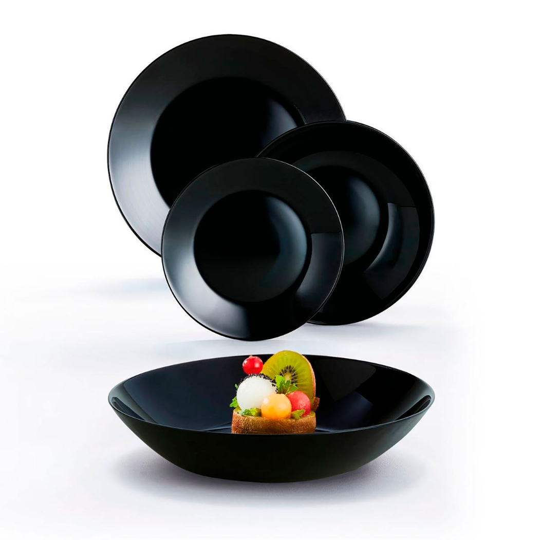 Dinner set Zelie black glass 18 pcs - Luminarc - 0883314900071