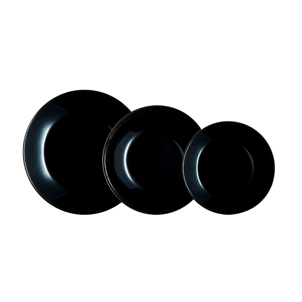 Dinner set Zelie black glass 18 pcs - Luminarc - 0883314900071